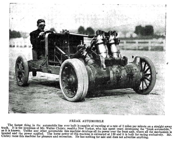 Christie Race Car newspaper photo