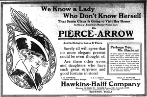 G W Hawkins Halff Company Ad Pierce-Arrow Houston Texas